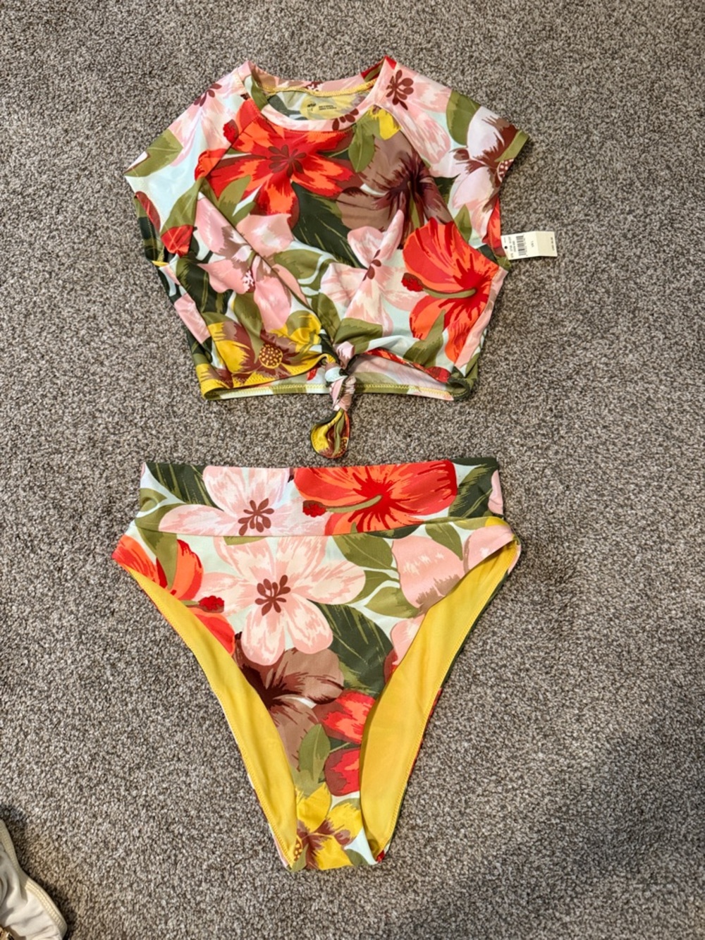 Aerie Tropical Floral high waisted Bikini - tie front - brand new with tags